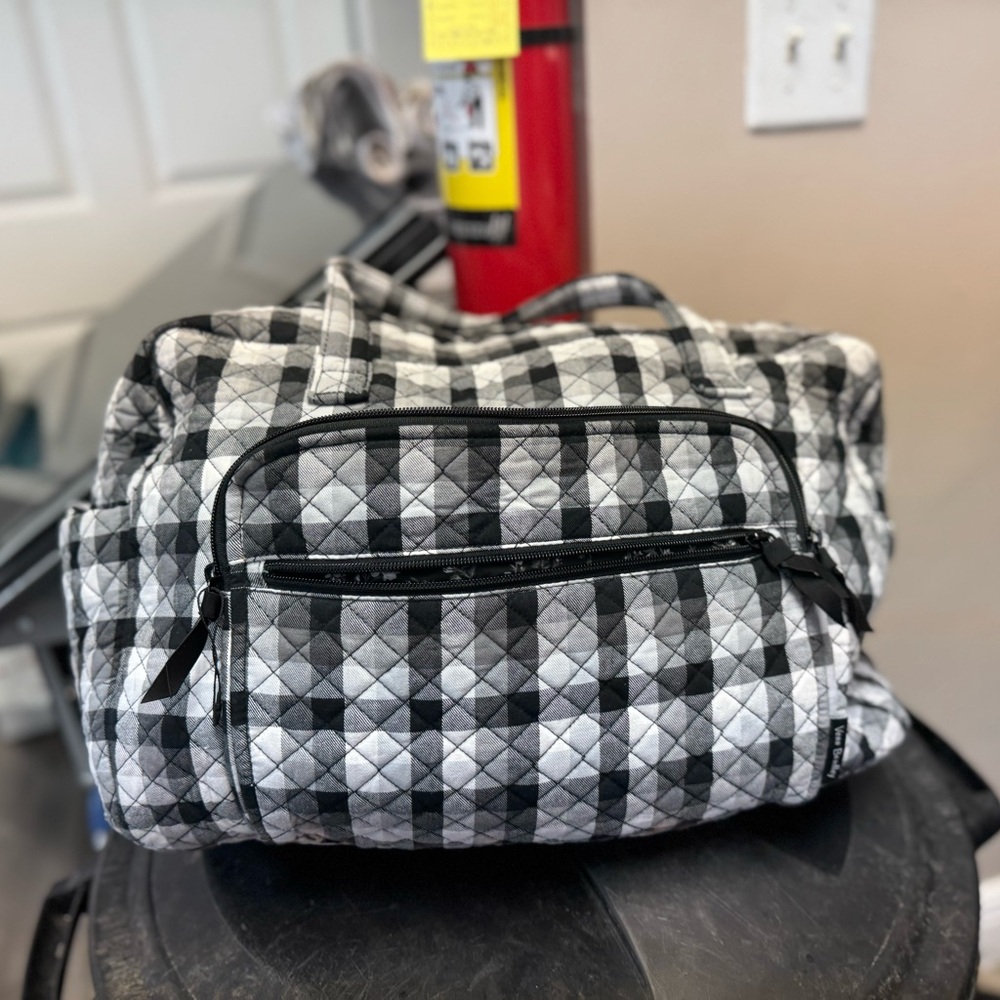 Vera Bradley Black and Gray Quilted Duffel Bag